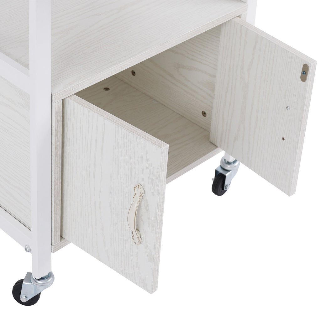 Salon Beauty Trolley Rolling Cart Storage Cabinet with Drawer - White