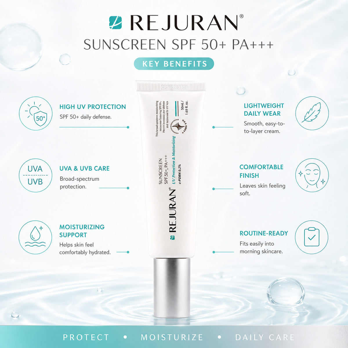 Rejuran SPF 50+ PA+++ Sun Protection Cream for Skin Regeneration & Soothing