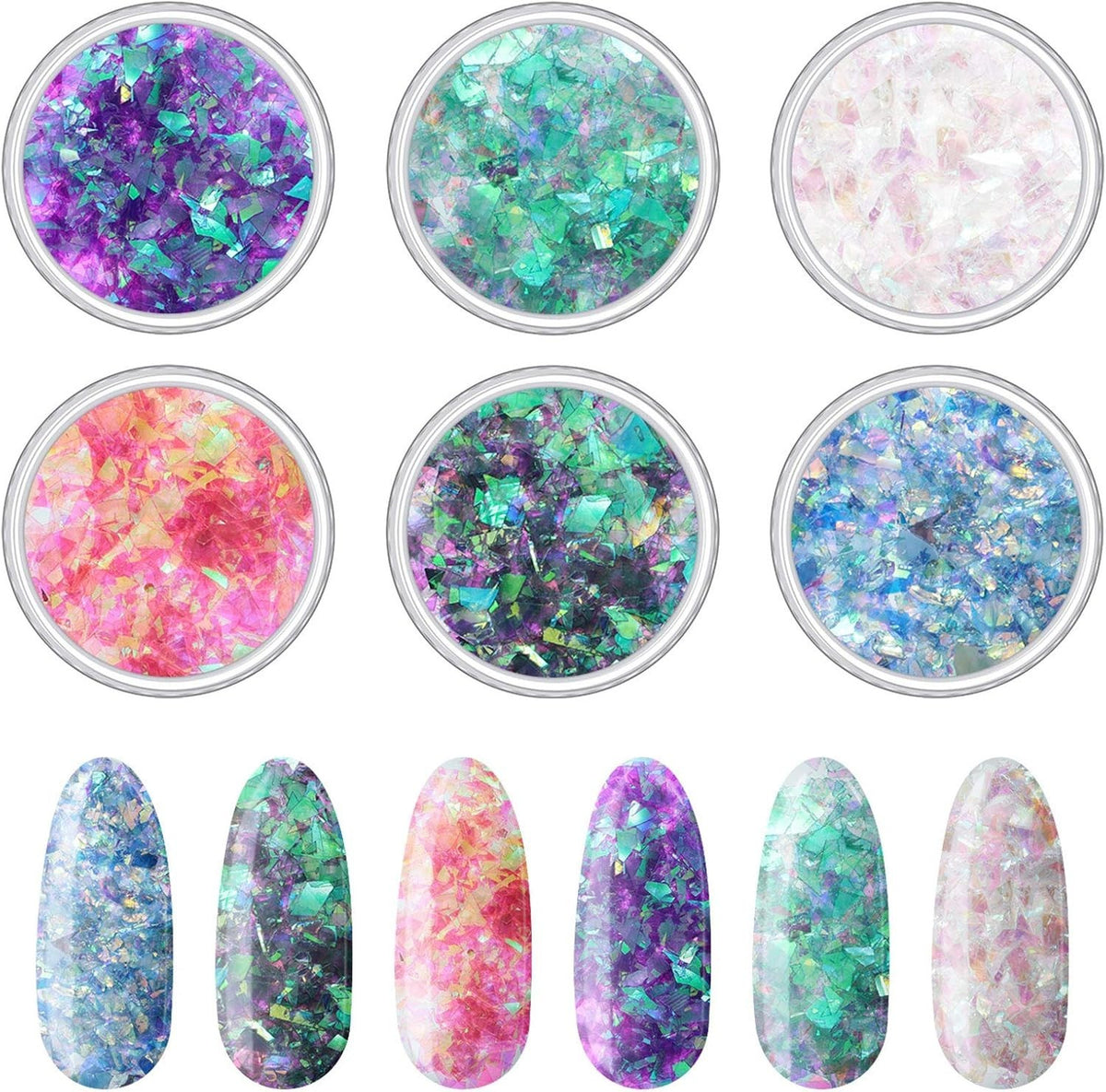 18 Boxes Iridescent Chunky Glitter Flakes for Nails & Makeup - Holographic Sequin Set