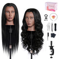 Professional Human Hair Mannequin Head for Hair Styling & Training, 26 Inch Black