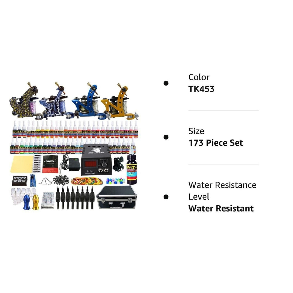 Professional Tattoo Kit Complete Set with Case – 4 Pro Machines, 54 Inks, Needles & Power Supply