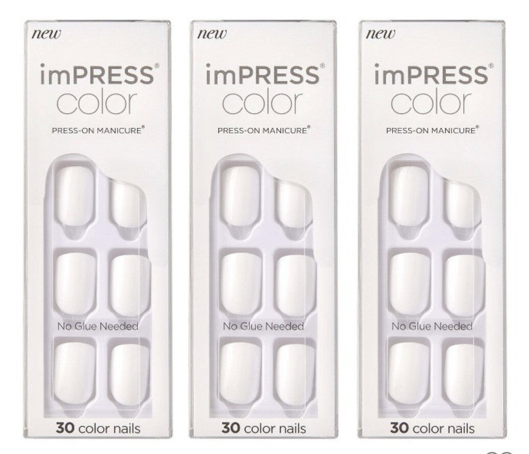 Press-On Gel Nails Short Frosting White 30 Count - No Glue Needed