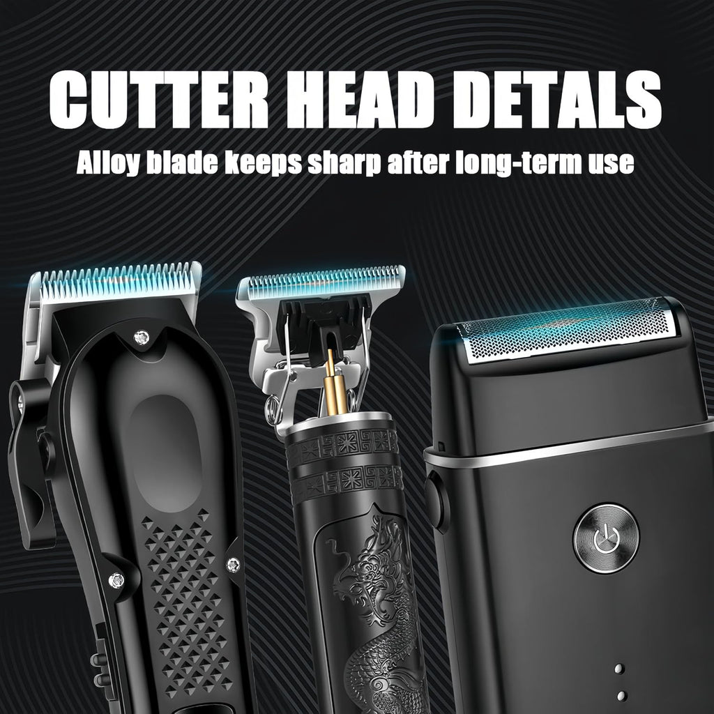 Cordless 3-in-1 Hair Clippers Grooming Kit with LED Display & Accessories