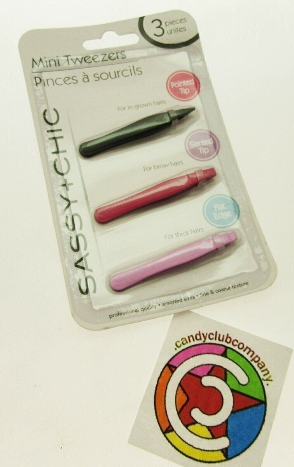 Mini Tweezers Set - 3-Piece Eyebrow, Thick Hair & Ingrown Hair Removal