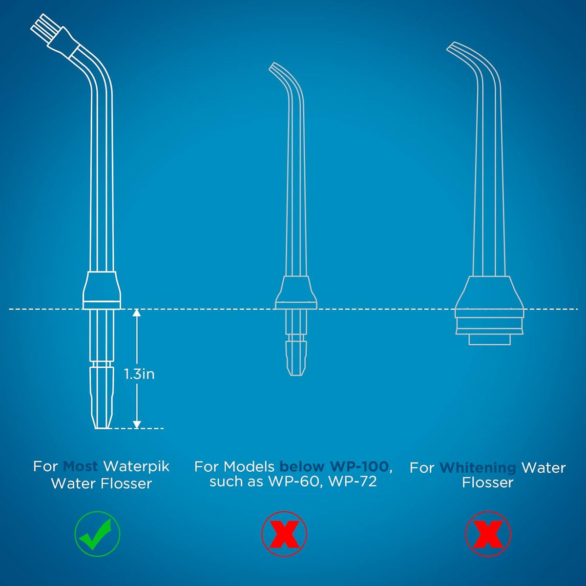 Water Flosser Replacement Tips - 6 Color-Coded Plaque Chaser Tips