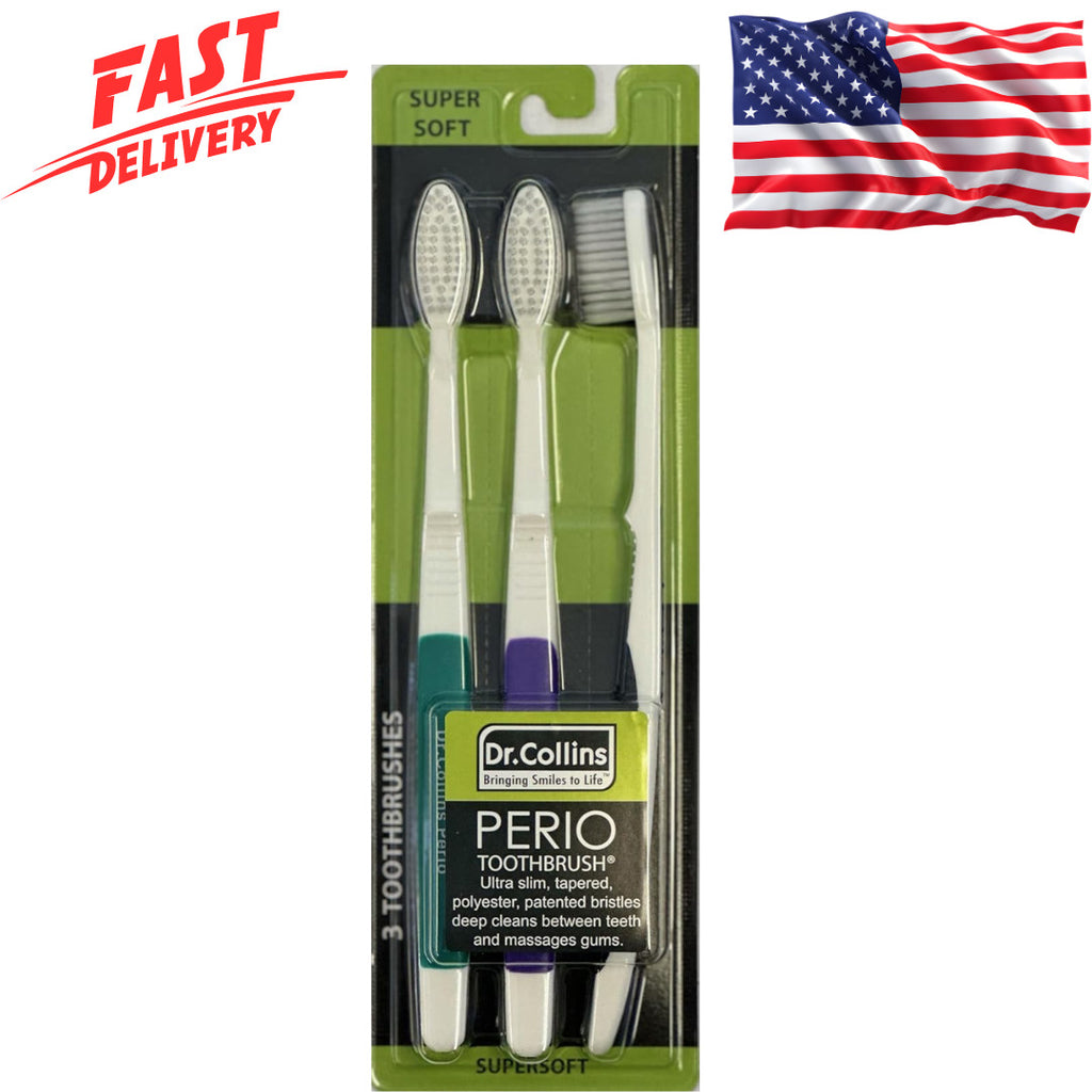 Perio Toothbrush 3 Pack - Ultra-Soft Bristles for Sensitive Gums and Plaque Removal