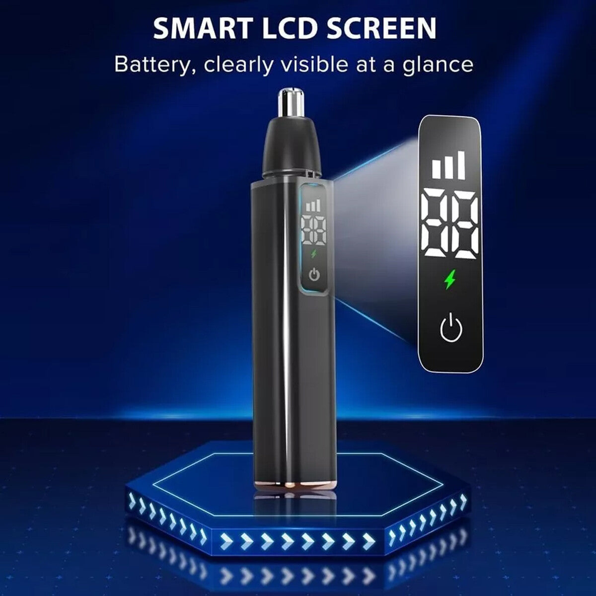 Men's Waterproof Ear and Nose Hair Trimmer with LCD Display and USB Charging
