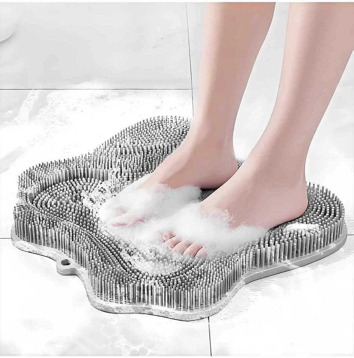 Silicone Shower Foot Scrubber with Non-Slip Suction Cup Mat for Foot Cleaning and Massage