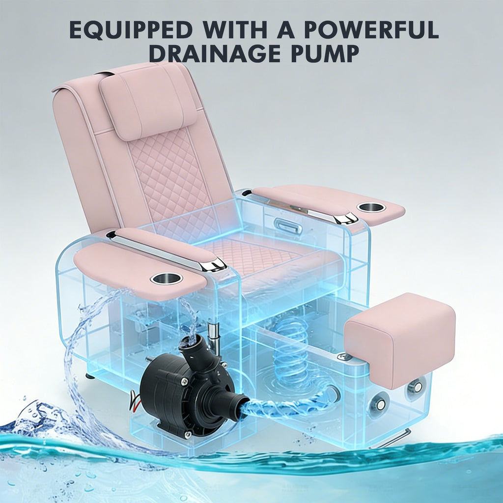 Reclining Pedicure Spa Chair with Massage & Foot Basin - Salon & Spa