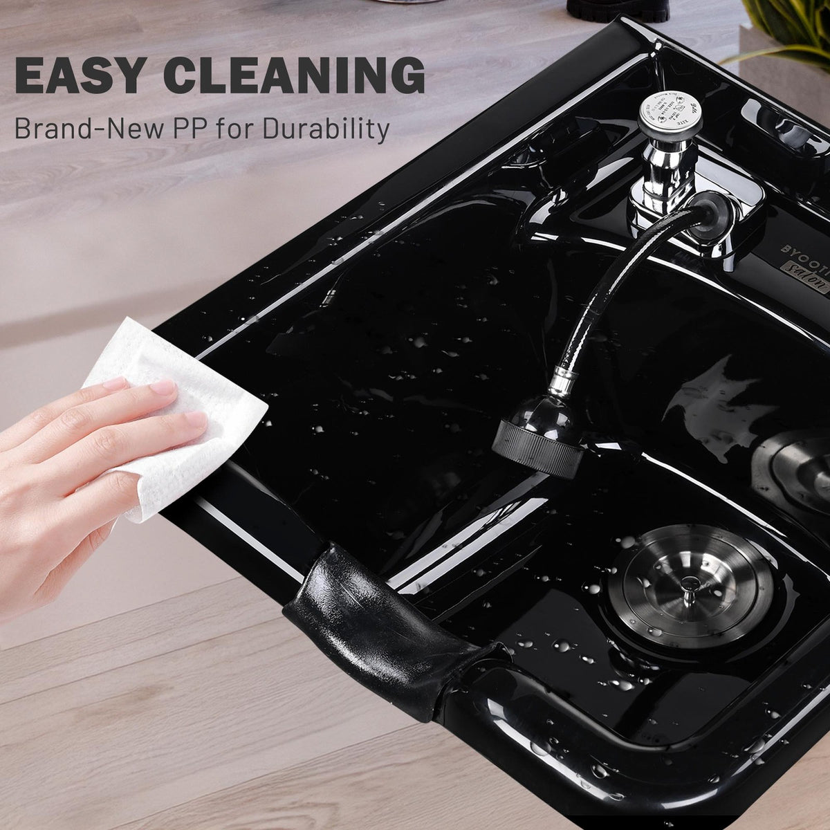 Salon Shampoo Bowl with Neck Rest and Extendable Sprayer for Hair Washing