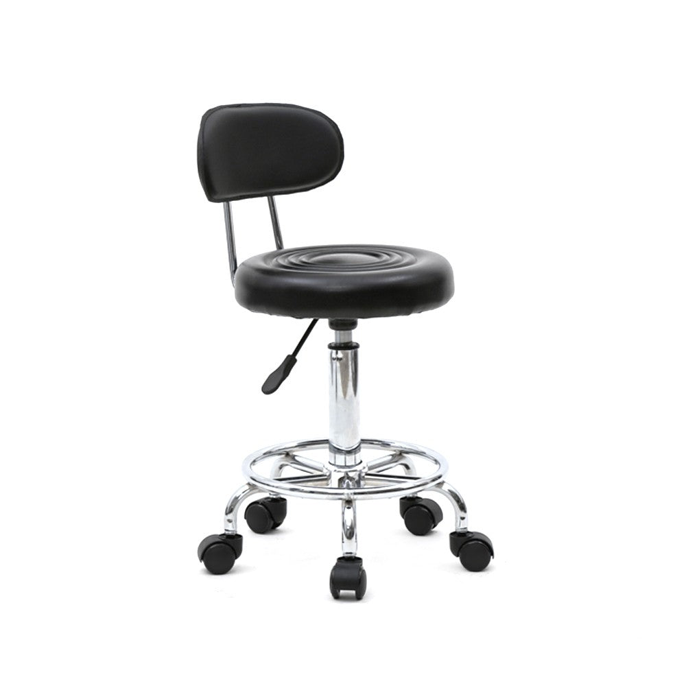 Adjustable Hydraulic Salon Stool with Backrest - Swivel Garage Chair