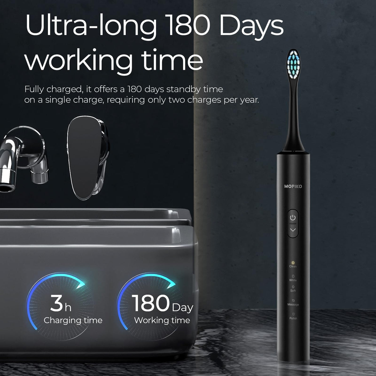 Electric Sonic Toothbrush for Adults 5 Modes 8 Brush Heads Portable & Waterproof
