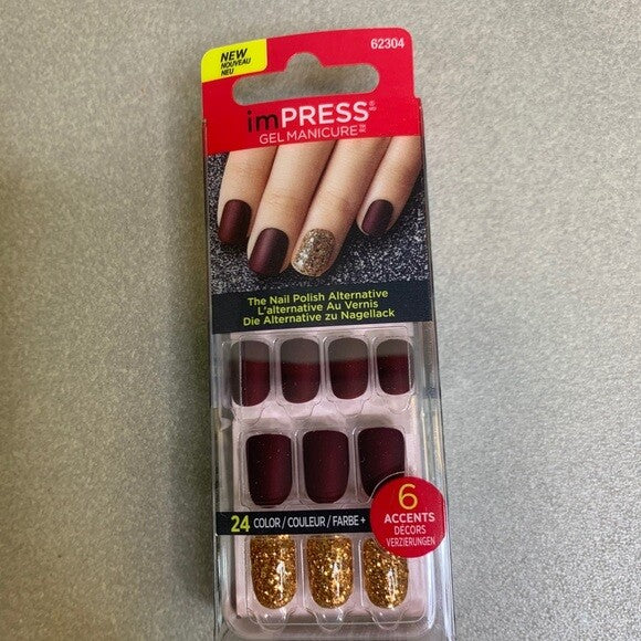 Gel Manicure Press-On Nails Kit - 24 Nails with 6 Accent Styles