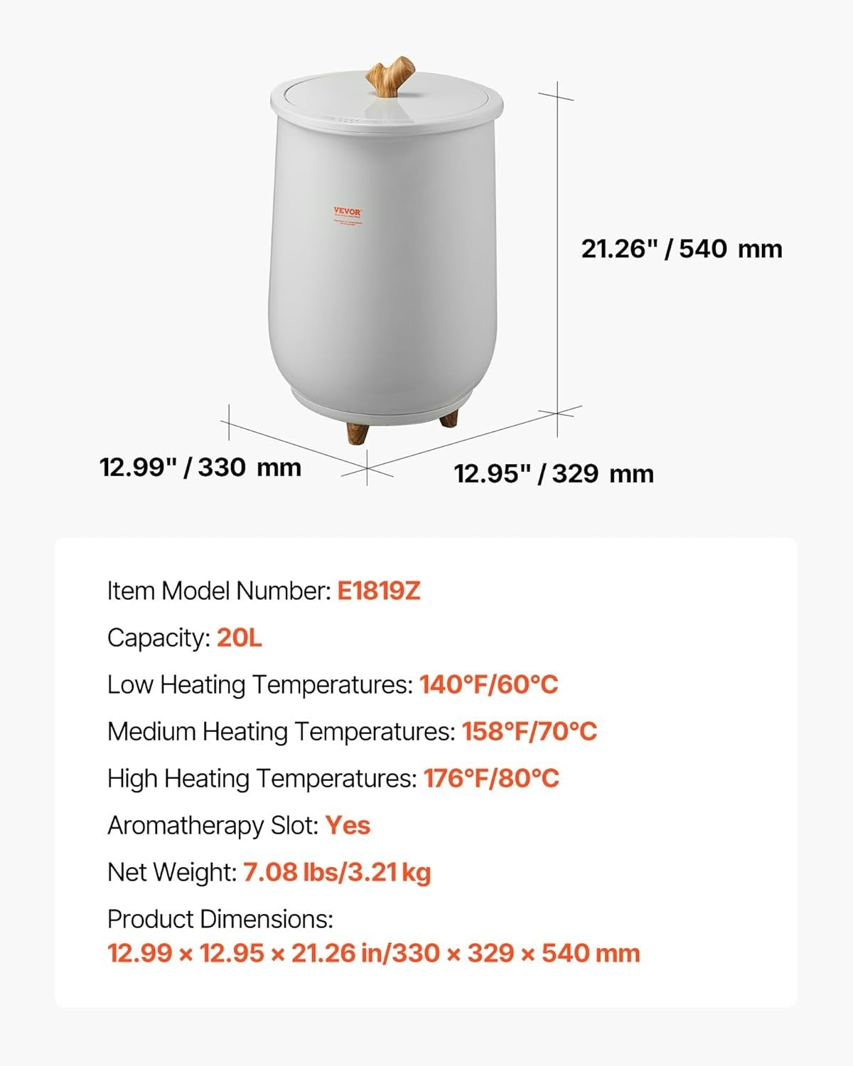 20L Towel Warmer Bucket with LED Timer & Temperature Control for Spa & Home