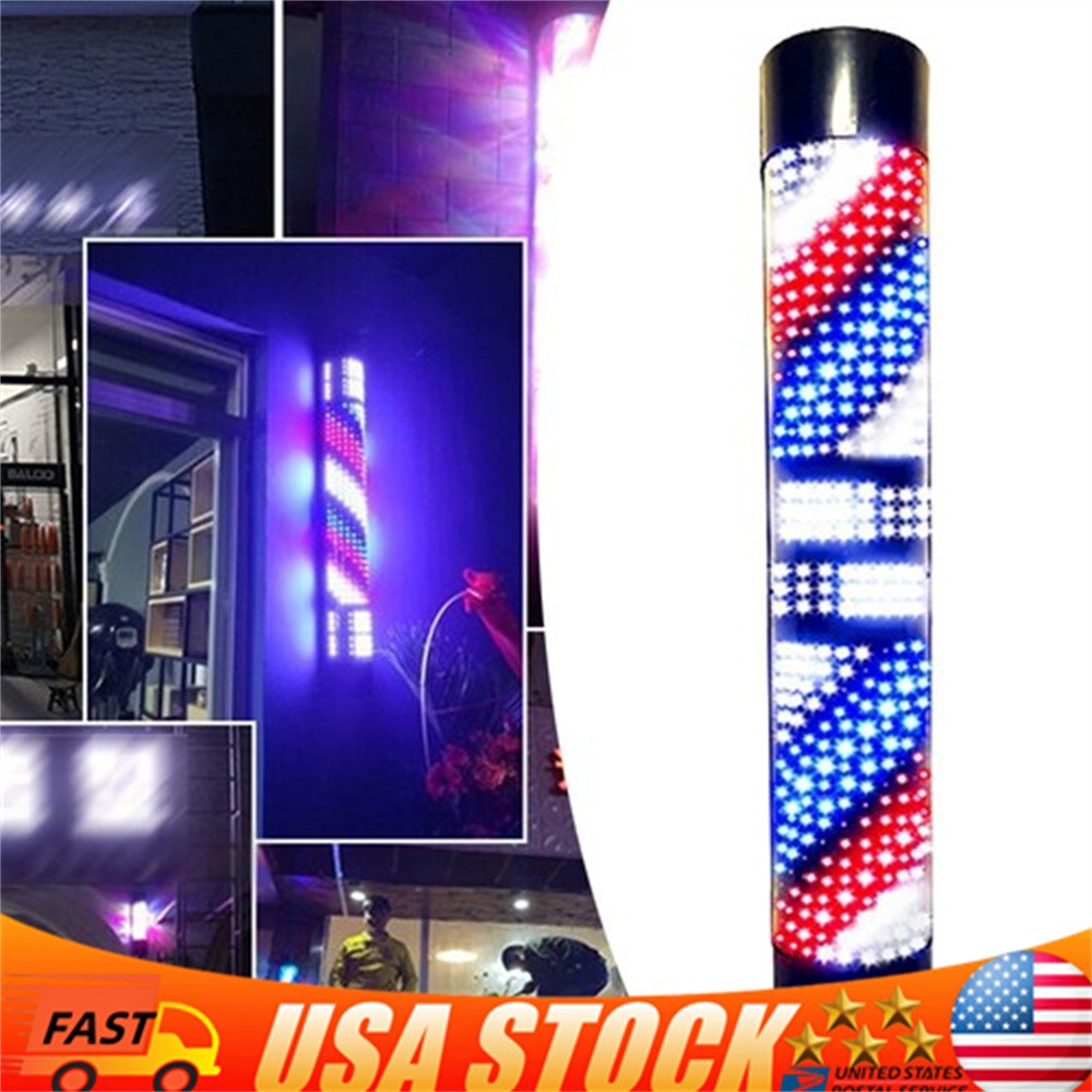 LED Barber Pole Light 3 Color Rotating Sign for Hair Salons & Shops