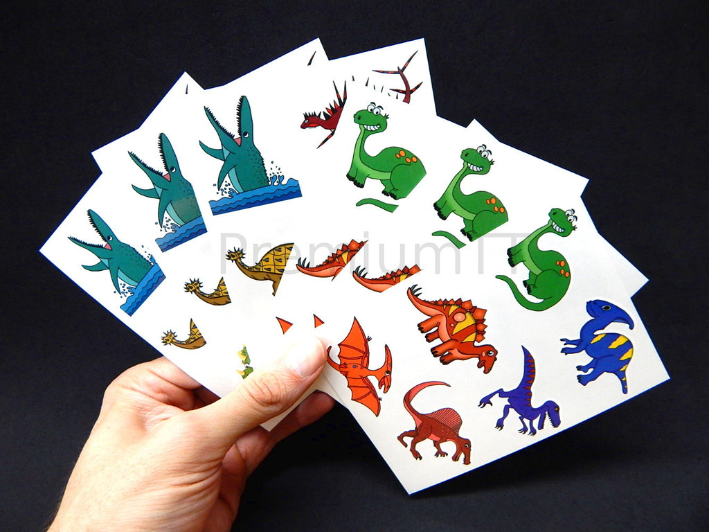 Dinosaur Temporary Tattoos – 6 Sheets (36 Tattoos) for Kids