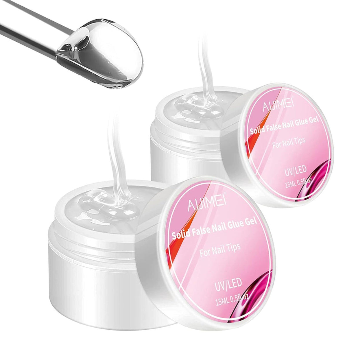 Solid Nail Glue 2 Pack - Strong Clear Acrylic Adhesive for False Nails DIY