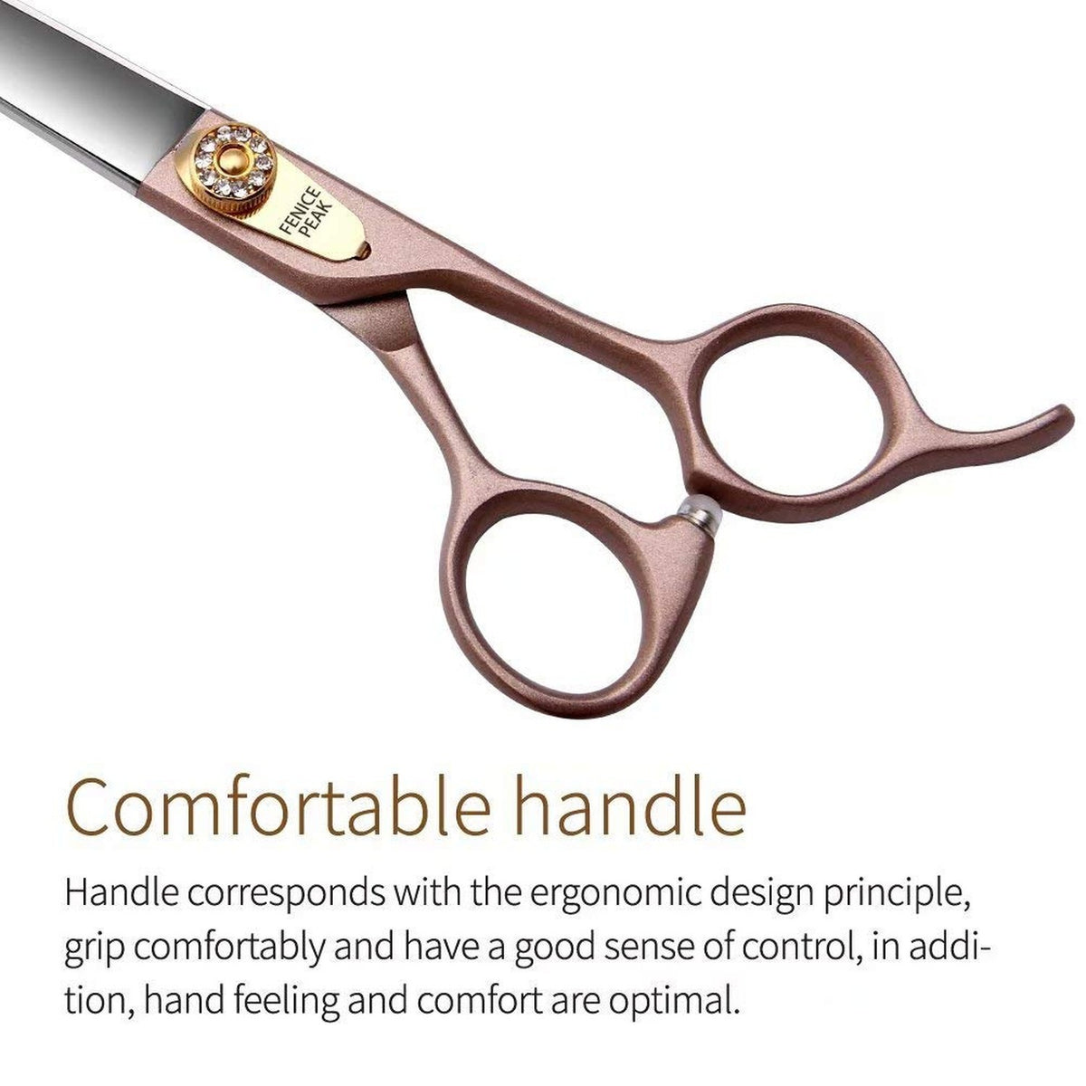 Dog Grooming Scissors 7-Inch Stainless Steel Pet Shears with Rose Gold Finish
