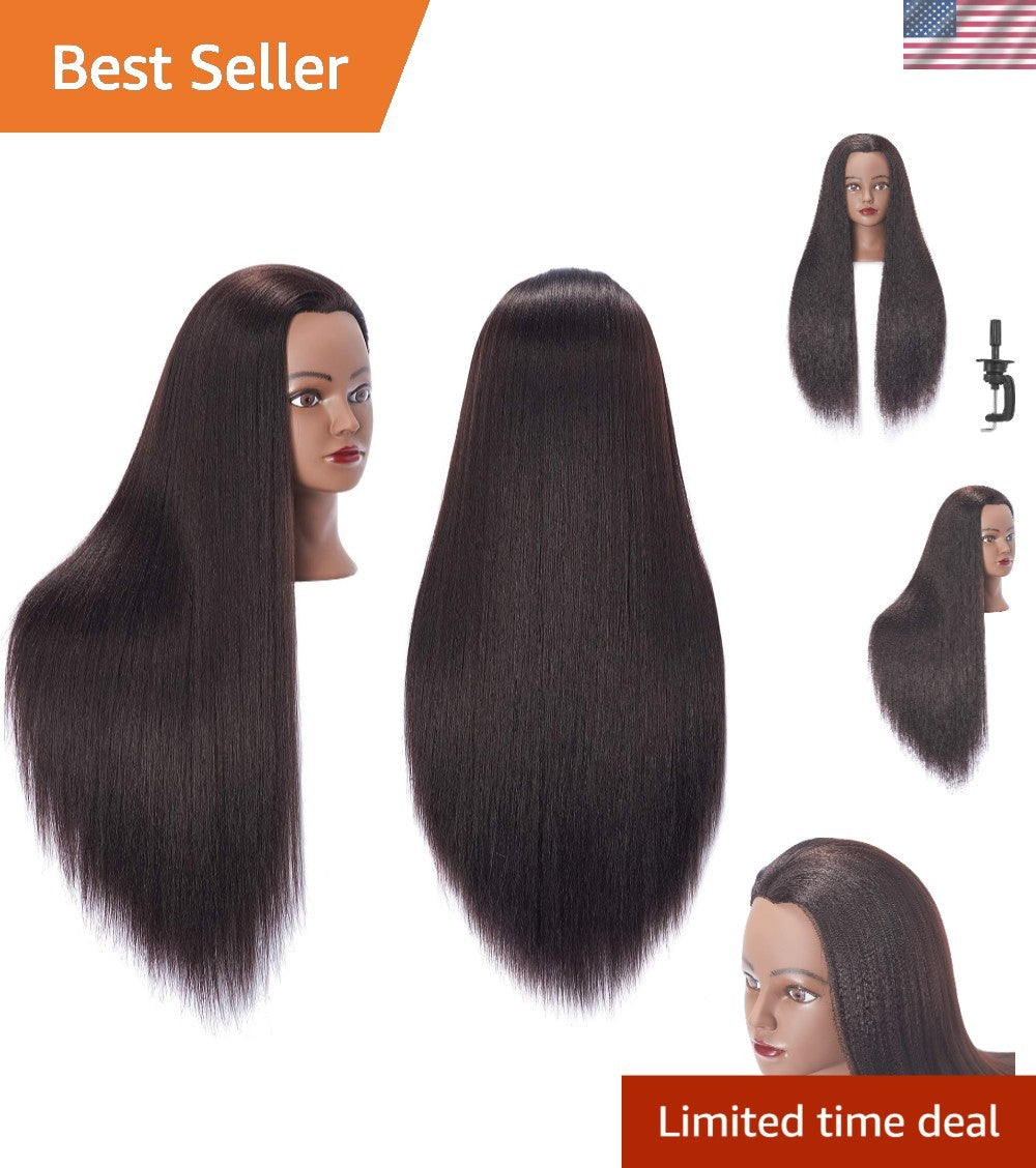 High-Temperature Resistant Yaki Black Mannequin Head for Hair Styling & Training