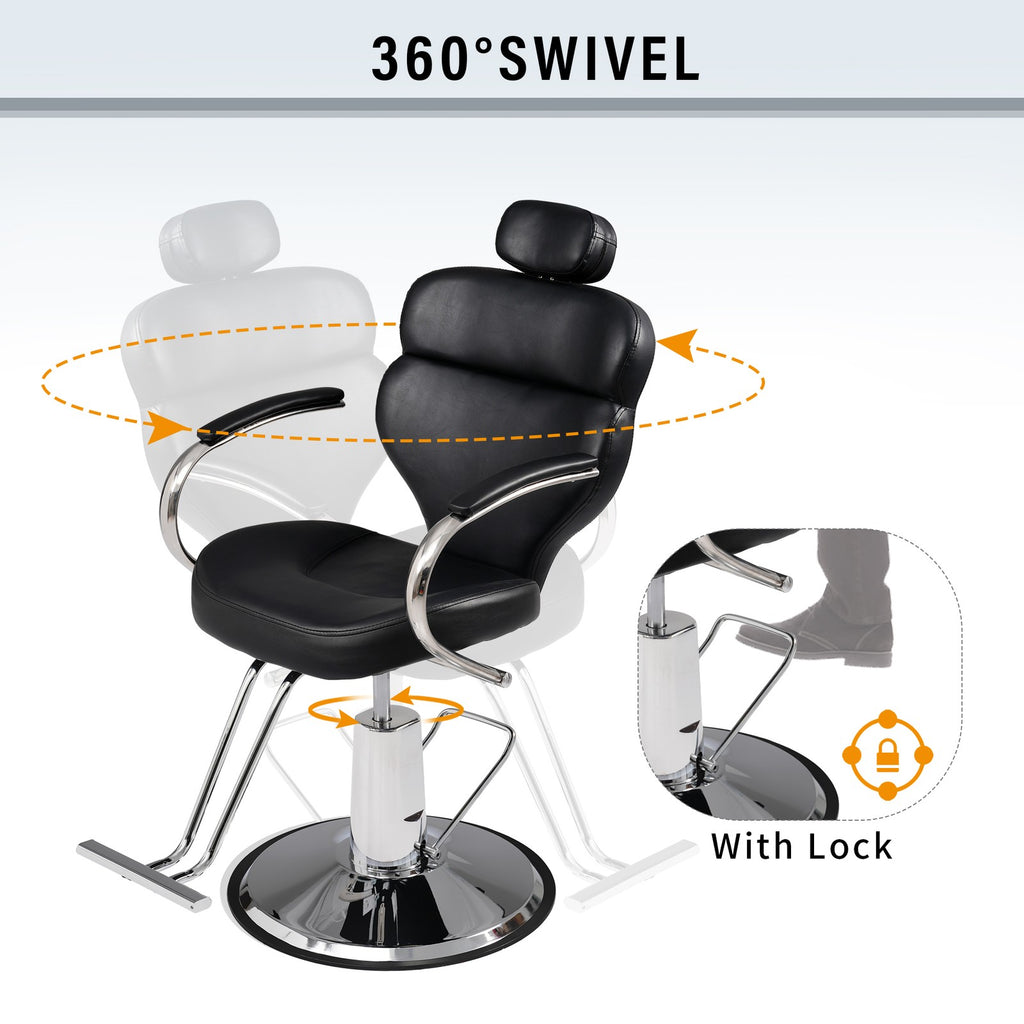 Hydraulic Reclining Barber Chair with Footrest for Salon Hair Styling Spa