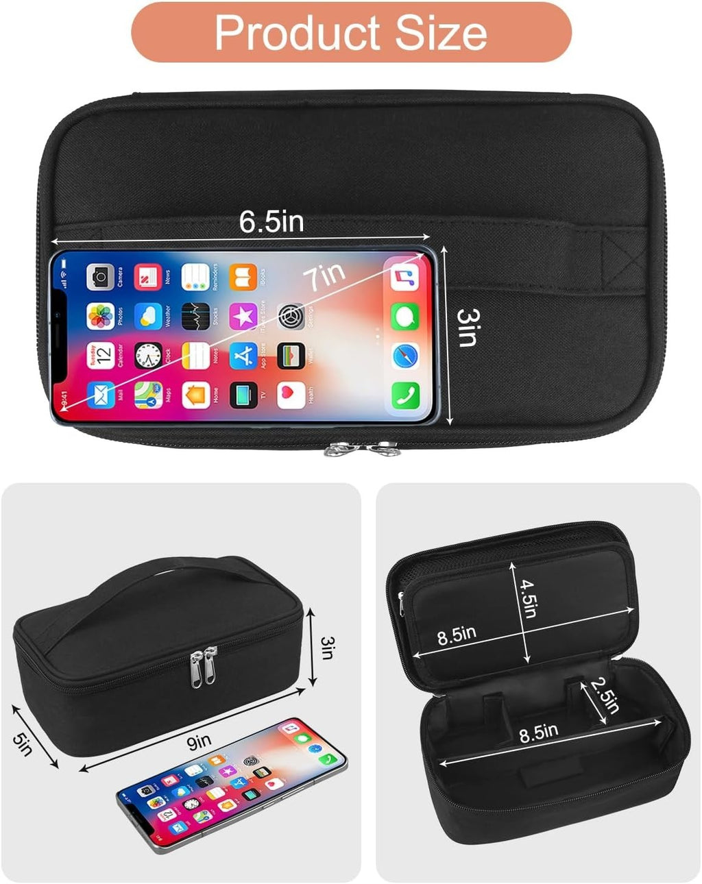 Portable Barber Tool Bag for Hair Clippers & Accessories, Black
