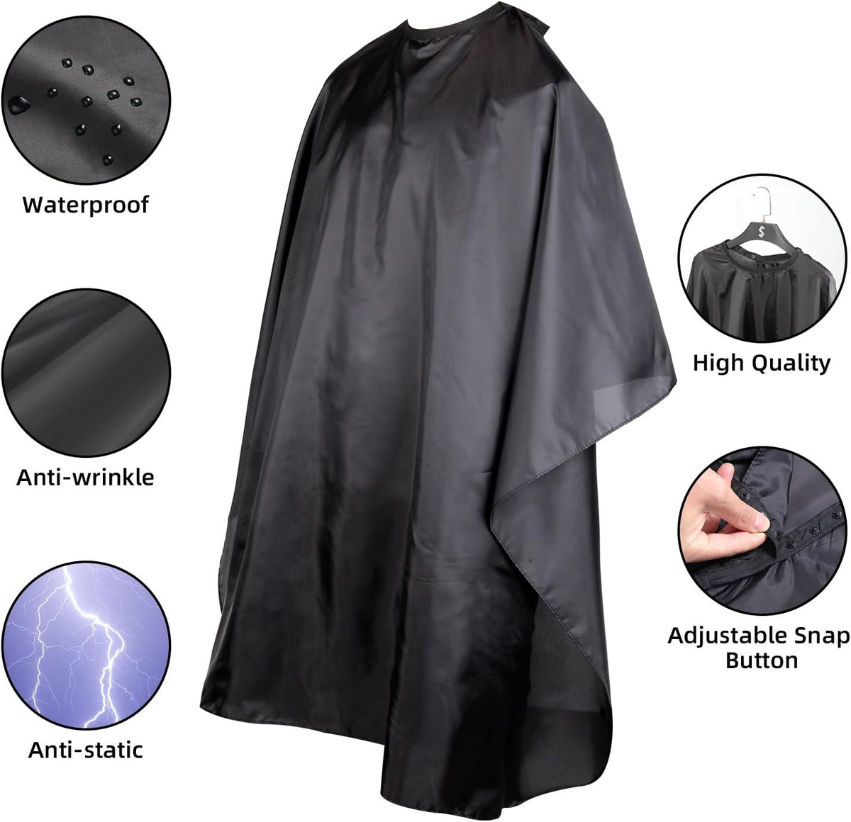 Professional Hair Cutting Cape with Adjustable Snap Closure - Waterproof Salon Barber Cape