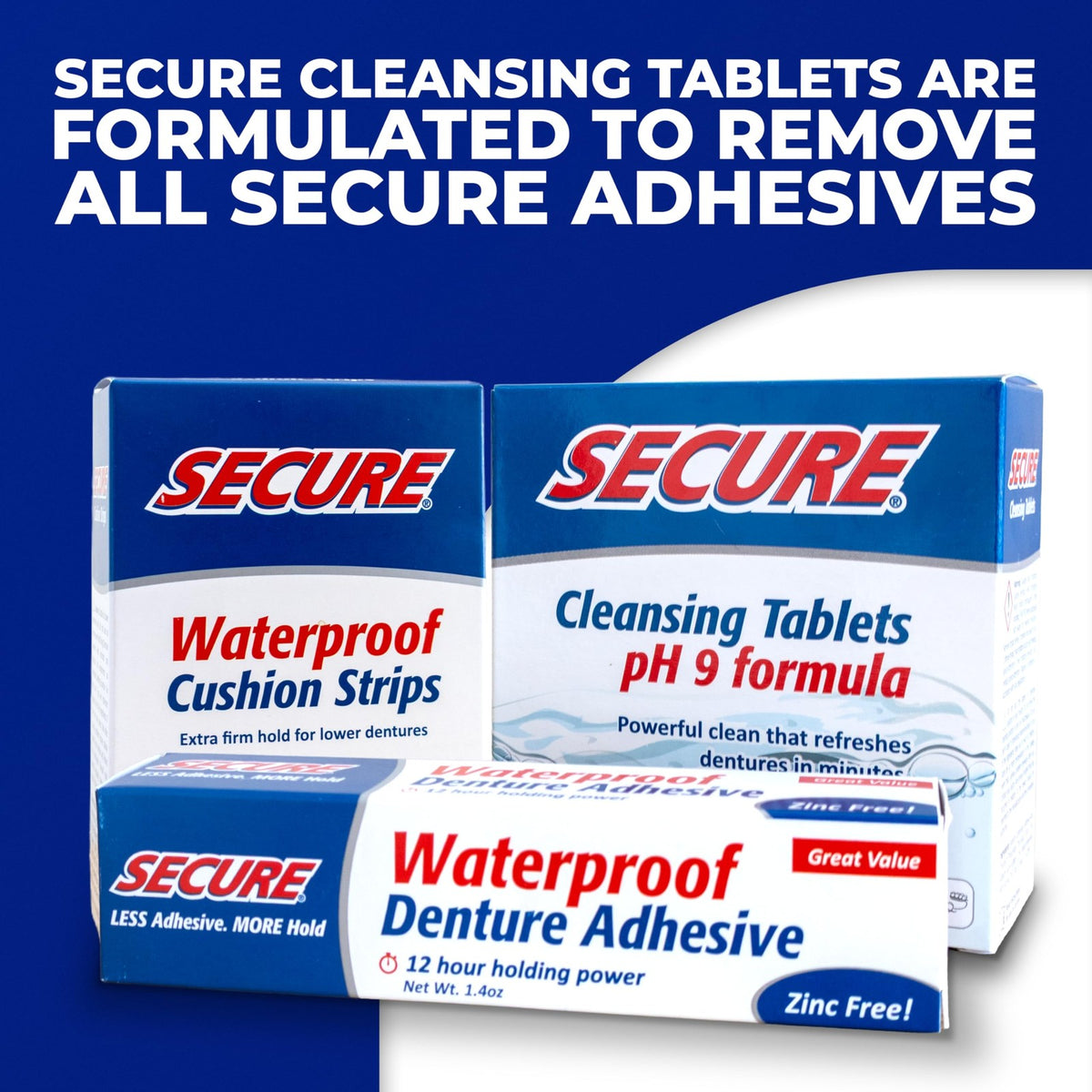 Waterproof Denture Adhesive Cream 1.4 Oz - Strong Bond, All-Day Hold, Pack of 4
