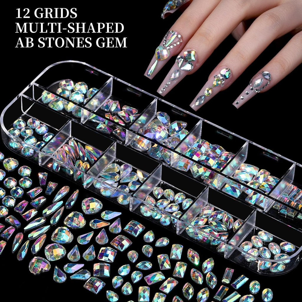 Nail Charms and Rhinestones Kit with 8 Varieties for Nail Art