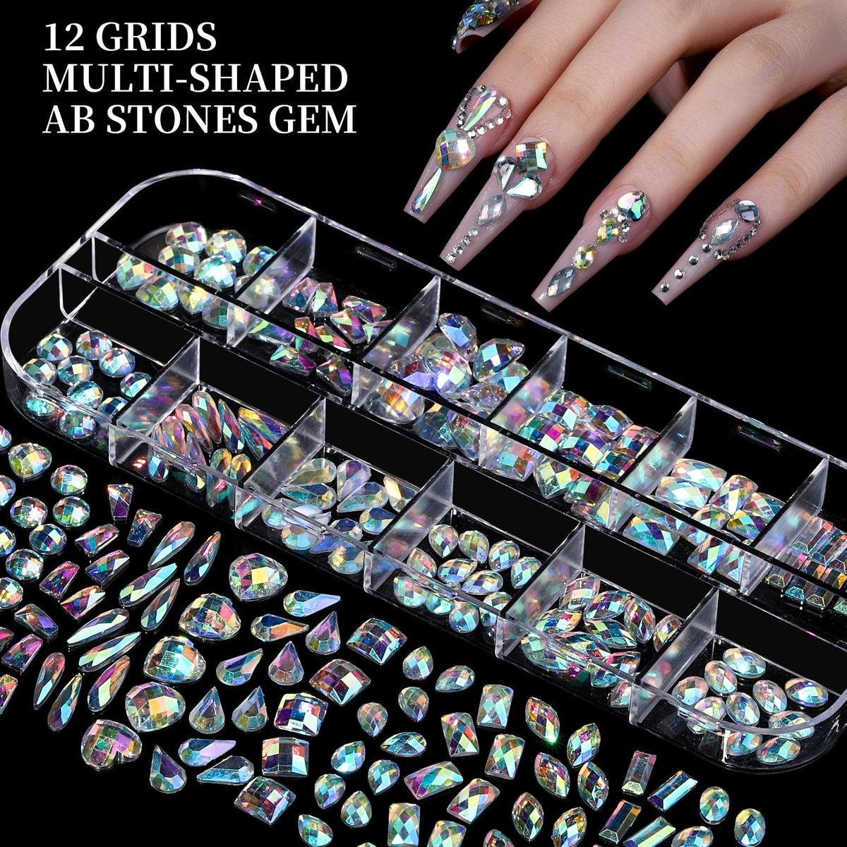 Nail Charms and Rhinestones Kit with 8 Varieties for Nail Art