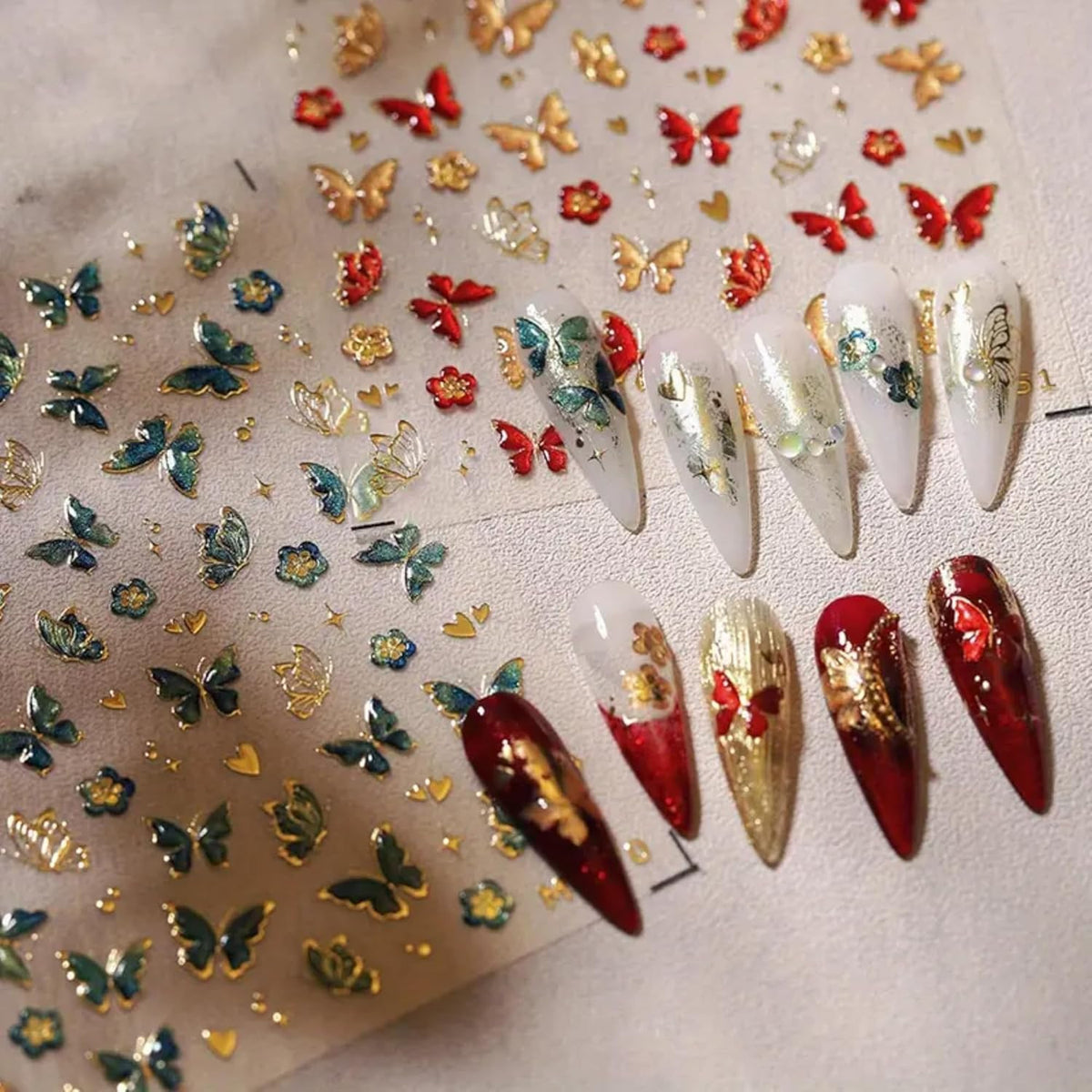 5D Embossed Butterfly Nail Stickers for Nail Art - Water-Resistant Decals