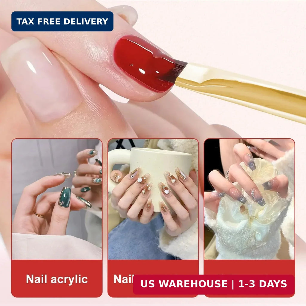 Pink Acrylic Nail Brush Set 10 Pcs for Nail Art & Painting