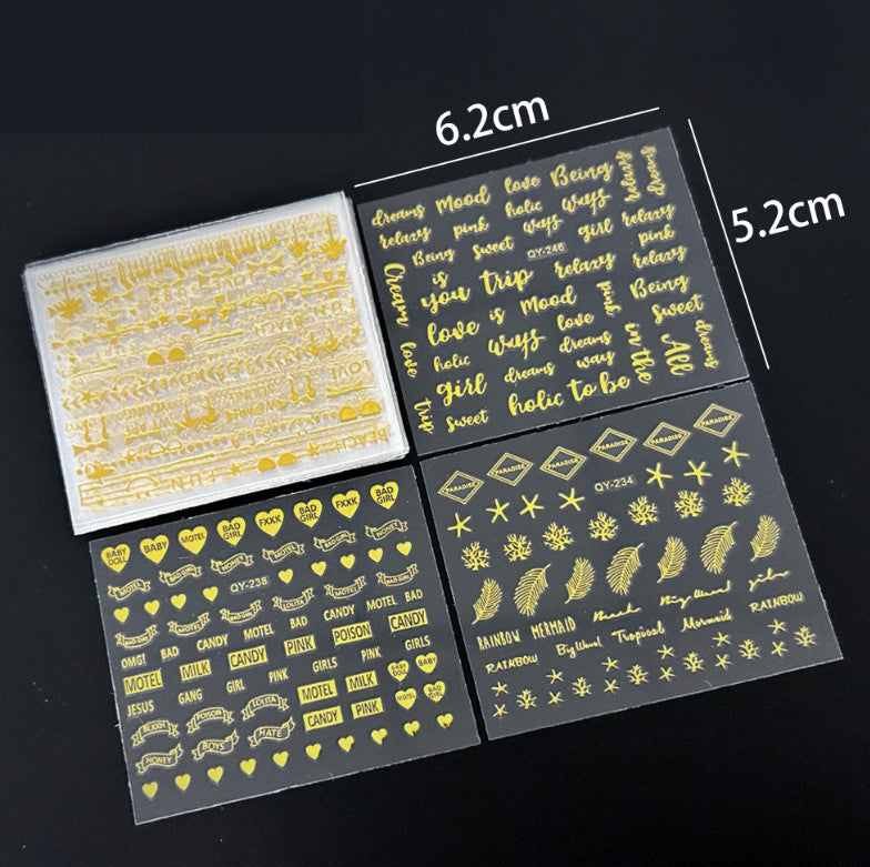Gold Nail Art Sticker Decals Set - 30 Sheets for Manicure & Nail Design