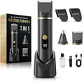 Waterproof Electric Beard & Nose Hair Trimmer for Men - Cordless Grooming Kit with LED Display