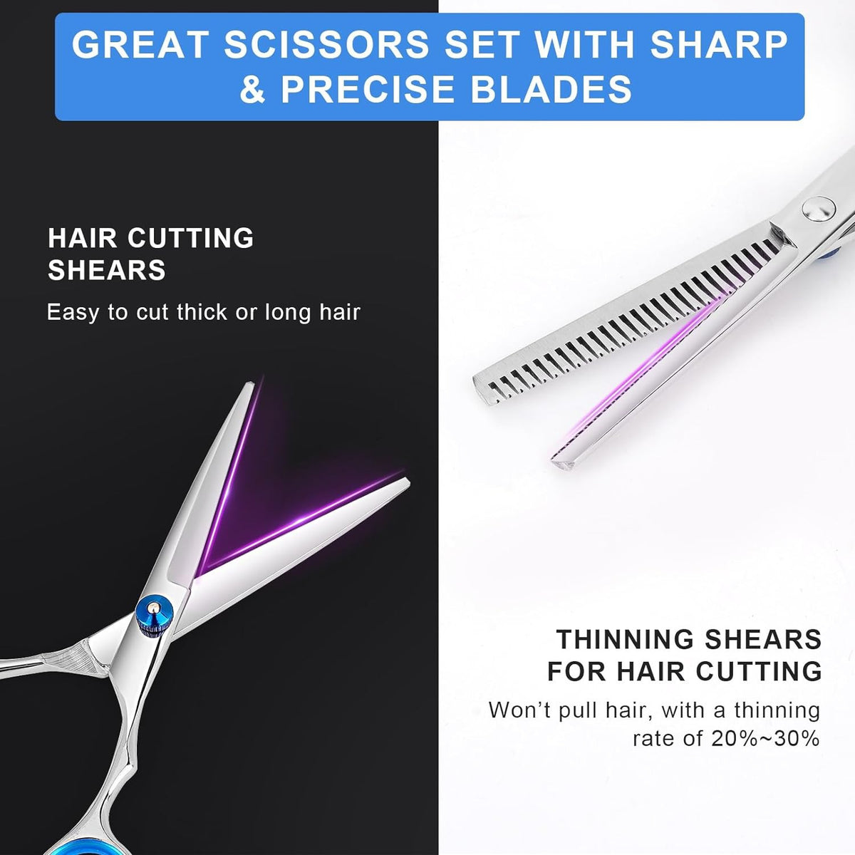 Professional Hair Cutting Scissors & Thinning Shears 6.5 Inch Stainless Steel