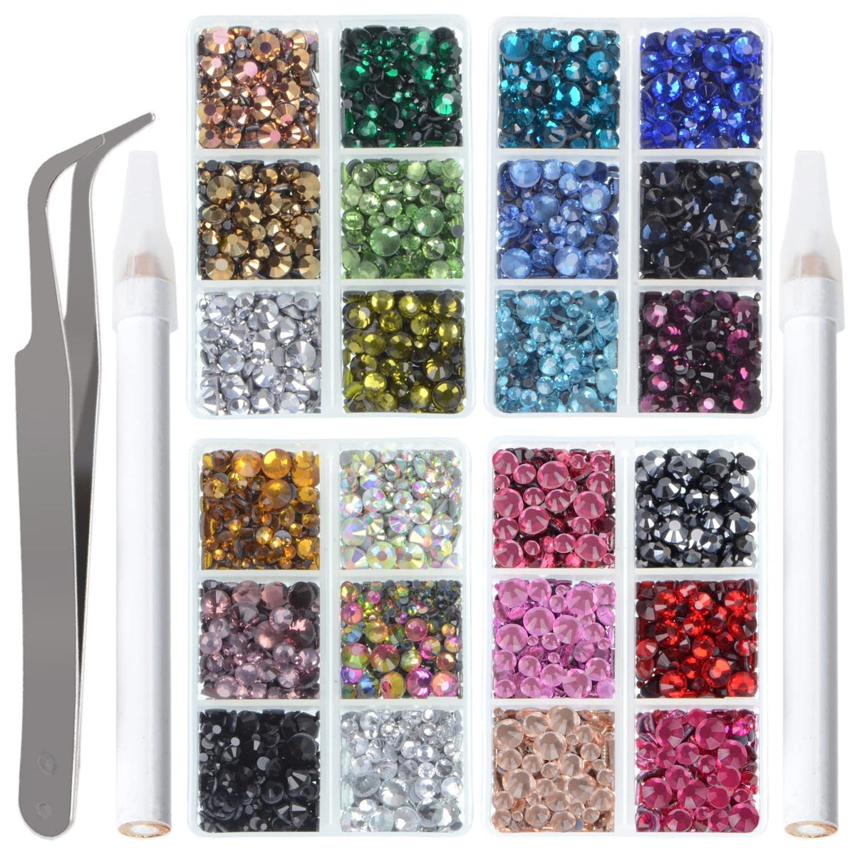 10,000PCS Hotfix Rhinestones Craft Kit with 24 Colors & 5 Sizes for DIY Jewelry & Clothing
