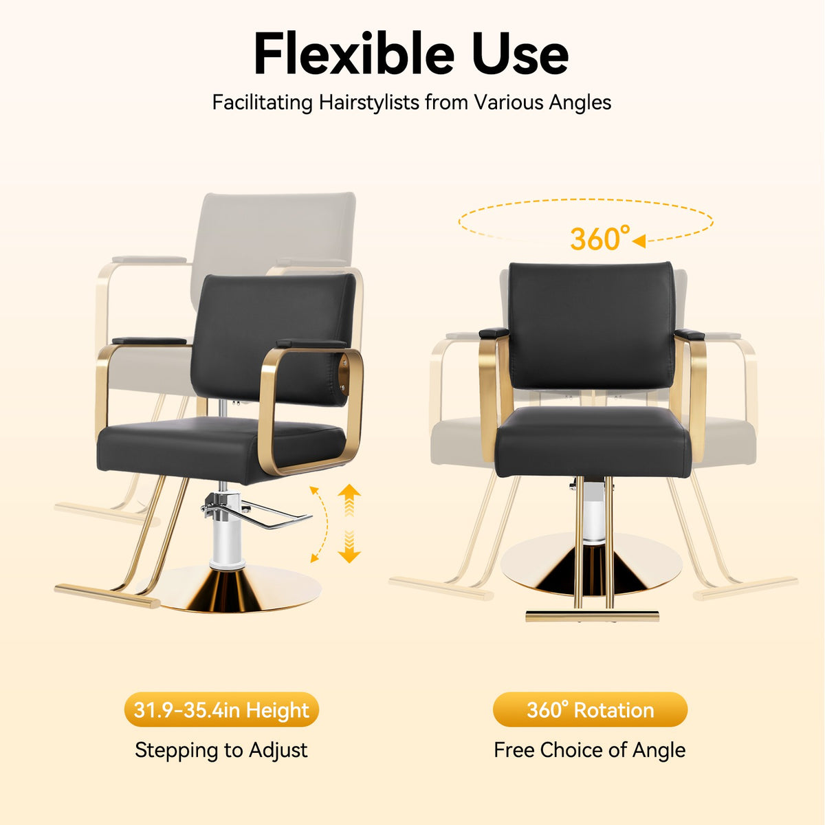 Adjustable Hydraulic Barber Chair for Salon & Spa, Heavy Duty