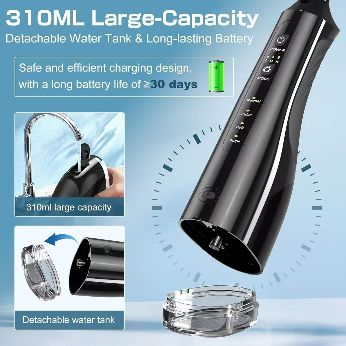Water Dental Flosser Pick for Teeth - 5 Modes Cordless Portable Oral Irrigator