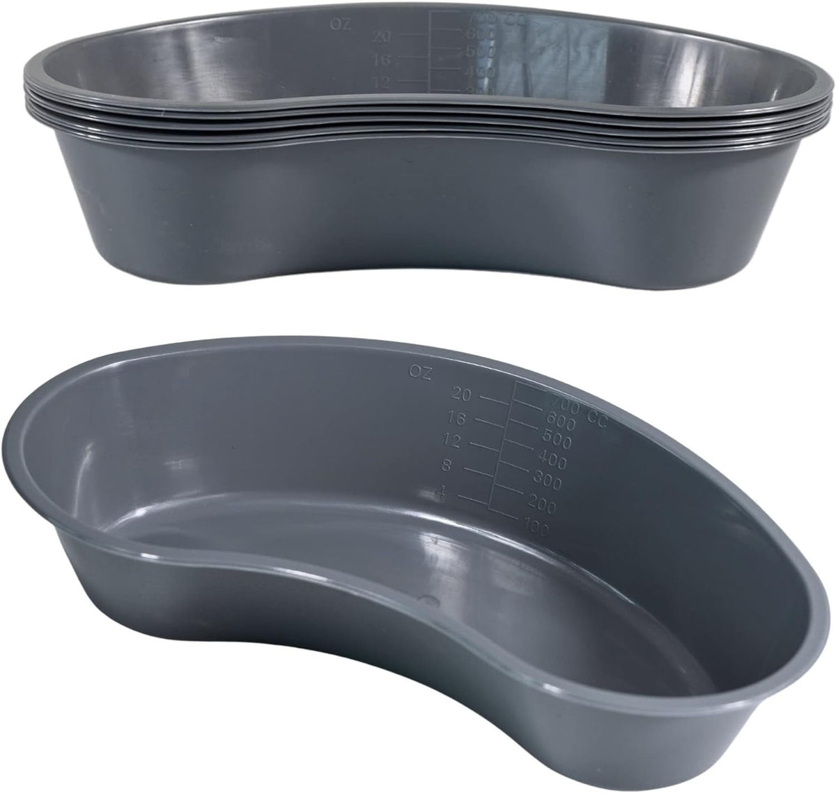 Medical Emesis Basins 700 mL Pack of 5 Kidney Shaped Plastic Vomit Bowls