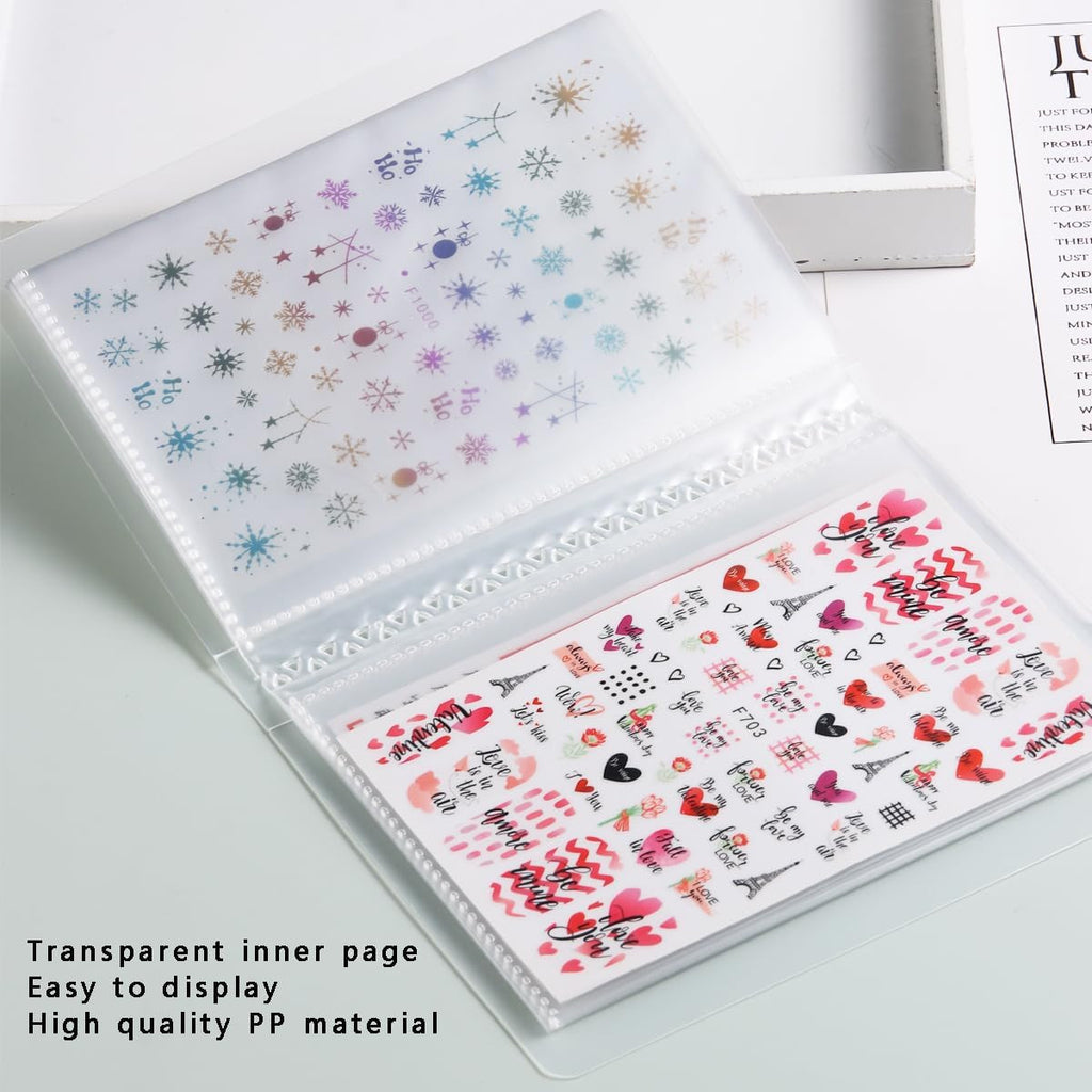 Nail Sticker Organizer Book - 40 Slots Water Decal Storage Case for Nail Art