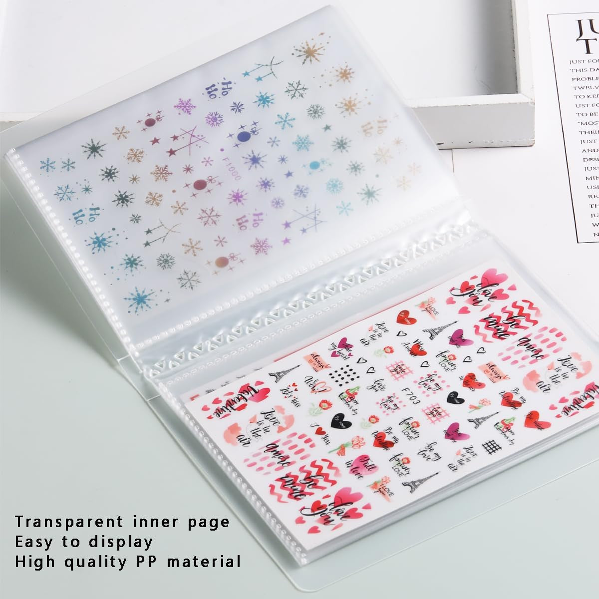 Nail Sticker Organizer Book - 40 Slots Water Decal Storage Case for Nail Art