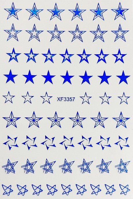 12 Sheets Star Nail Art Stickers Decals Self-Adhesive Glitter Design