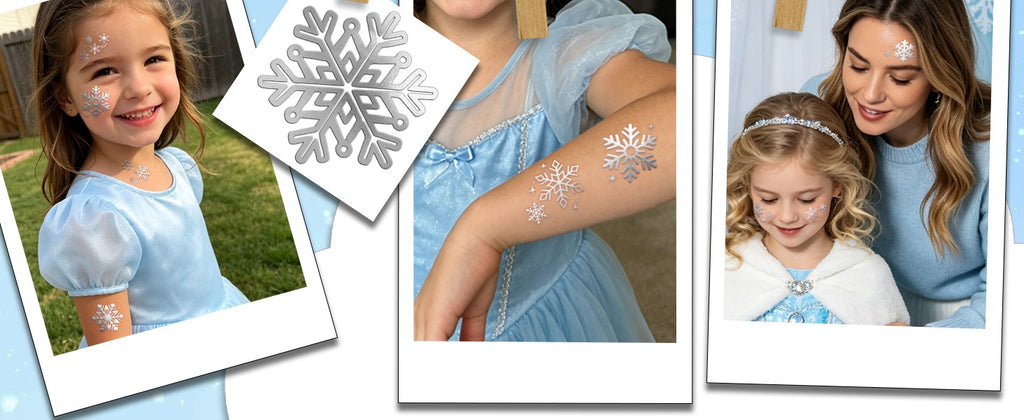 Glitter Silver Snowflake Temporary Tattoos – 140 Individual Sheets