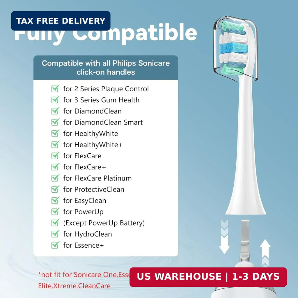 Electric Toothbrush Replacement Heads 8 Pack Soft Bristles Snap-On Compatible