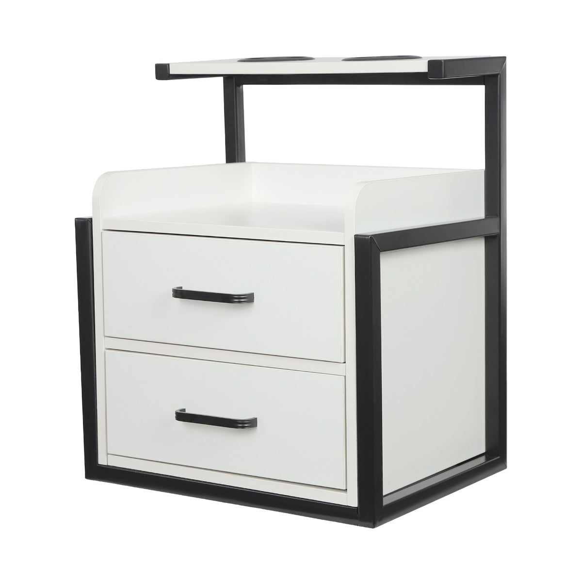 2-Drawer Wall-Mounted Salon Storage Cabinet 40x30x48cm Black & White