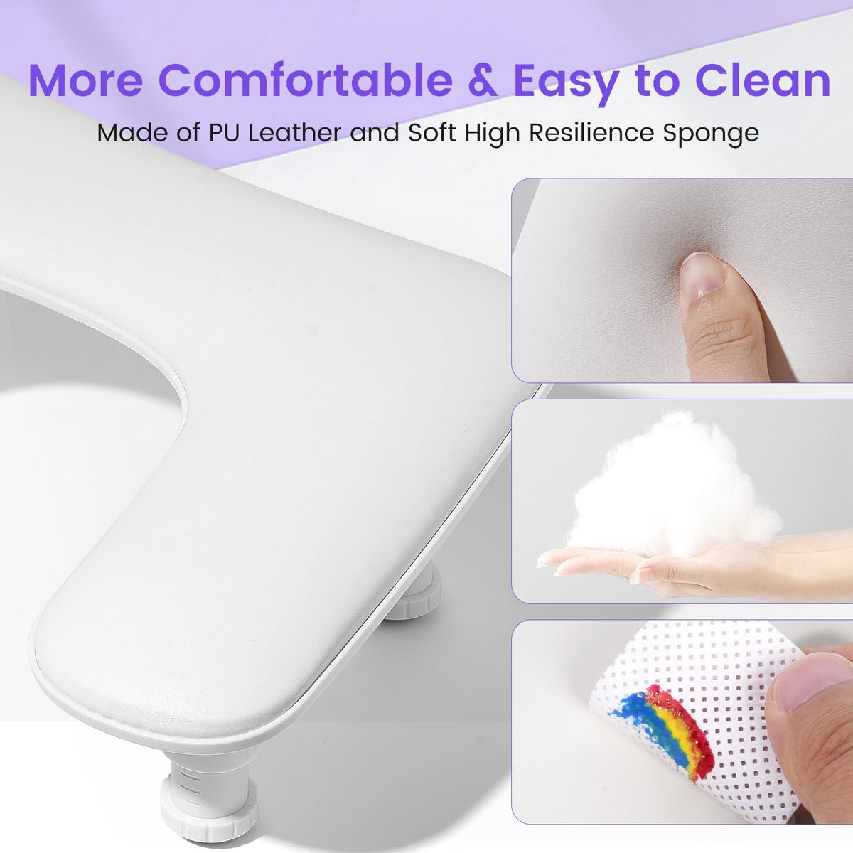 Adjustable U-Shaped Manicure Arm Rest for Nail Techs - Microfiber Support Stand