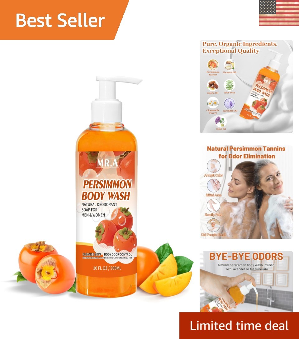 Persimmon Liquid Body Wash - Long-Lasting Odor Eliminator & Gentle Cleanser