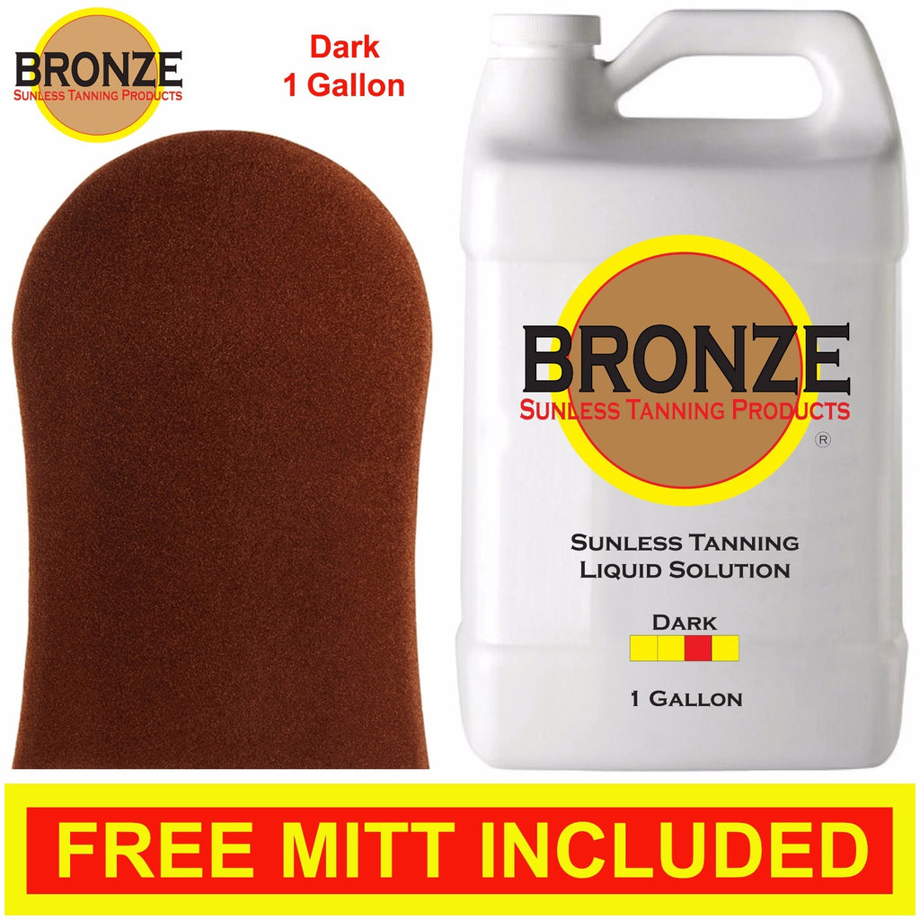 Dark Self Tanning Solution 1 Gallon with Tanning Mitt and Gloves