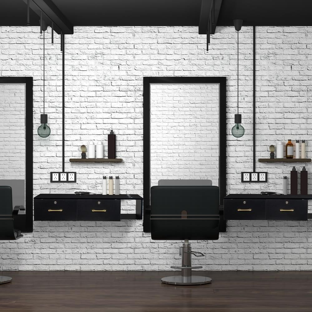 Wall Mount Hair Styling Salon Station with Locking Drawers for Bathroom or Salon