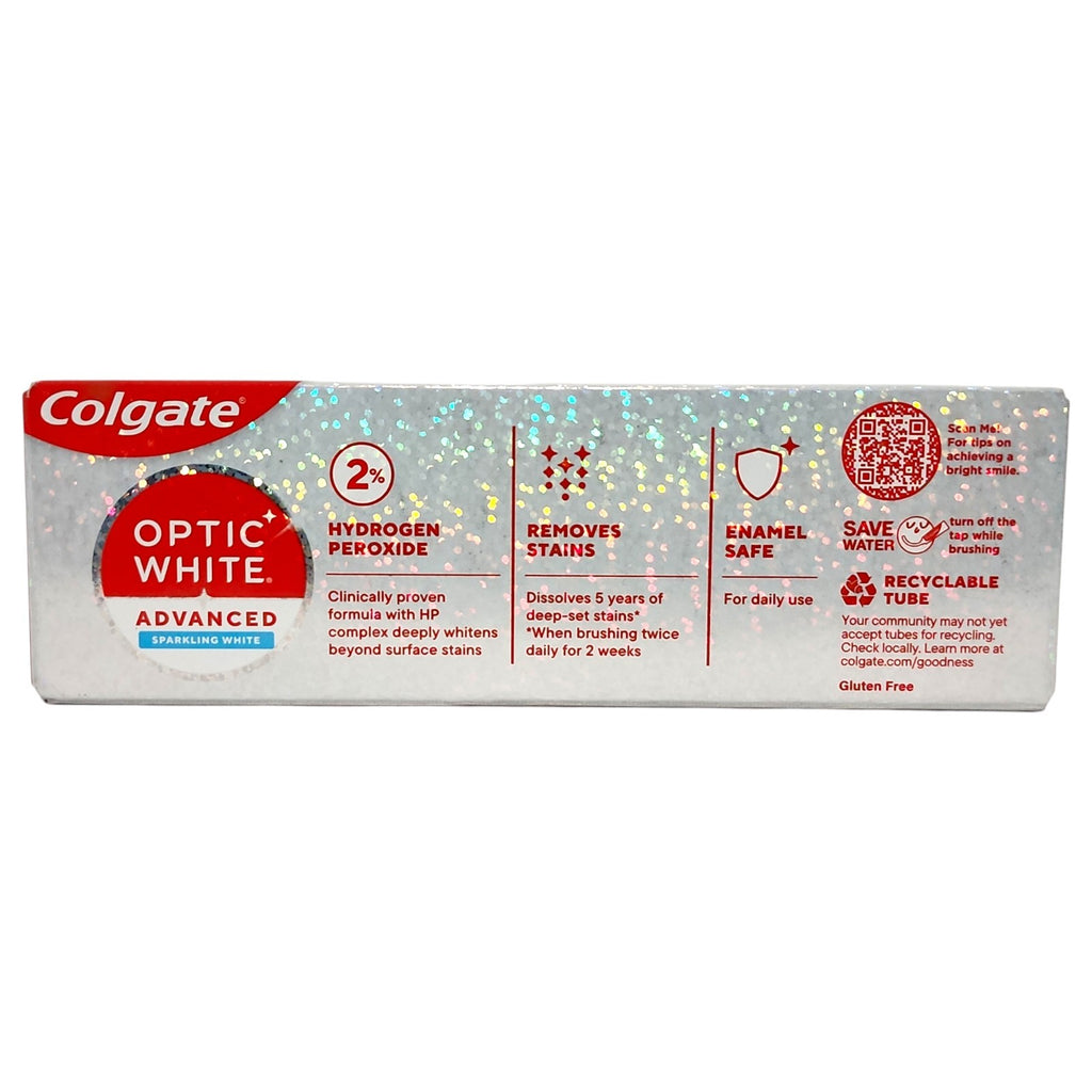 Colgate Optic White Advanced Sparkling White Toothpaste 2% Hydrogen Peroxide - Mint 3.2 oz