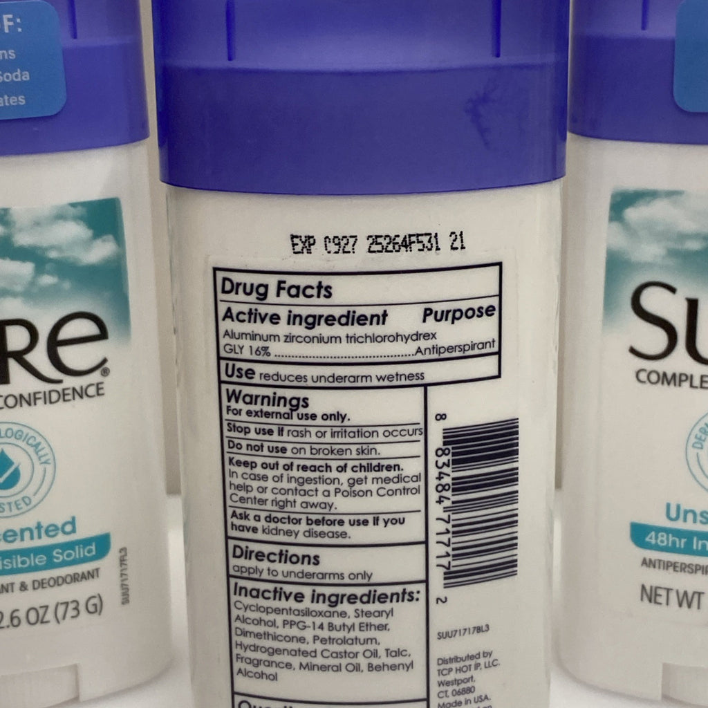 3 Pack Unscented Invisible Solid Deodorant - 2.6oz Clear